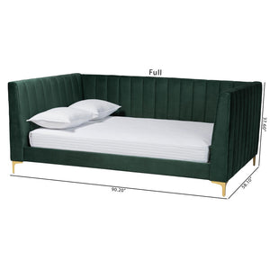 Baxton Studio Baxton Oksana Luxe Emerald Velvet Full Daybed with Gold Metal Legs - Stylish Comfort & Durability CF0344-Emerald Green Daybed-Full