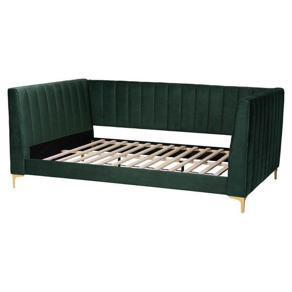Baxton Studio Baxton Oksana Luxe Emerald Velvet Full Daybed with Gold Metal Legs - Stylish Comfort & Durability CF0344-Emerald Green Daybed-Full