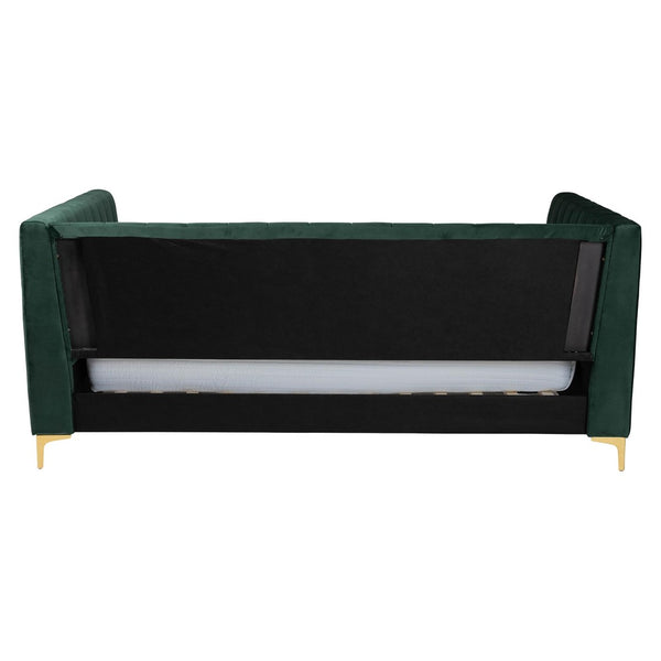 Baxton Studio Baxton Oksana Luxe Emerald Velvet Full Daybed with Gold Metal Legs - Stylish Comfort & Durability CF0344-Emerald Green Daybed-Full