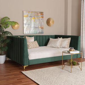 Baxton Studio Baxton Oksana Luxe Emerald Velvet Full Daybed with Gold Metal Legs - Stylish Comfort & Durability CF0344-Emerald Green Daybed-Full