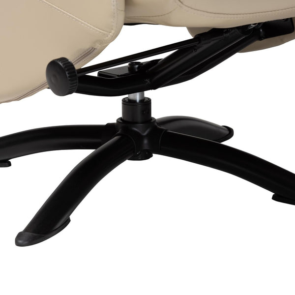 Baxton Studio Baxton Studio Elwood Modern Faux Leather Lounge Chair and Footrest Set for Stylish Comfort Beige BT-70837-04-Beige-LoungeChair