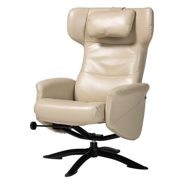 Baxton Studio Baxton Studio Elwood Modern Faux Leather Lounge Chair and Footrest Set for Stylish Comfort Beige BT-70837-04-Beige-LoungeChair