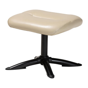 Baxton Studio Baxton Studio Elwood Modern Faux Leather Lounge Chair and Footrest Set for Stylish Comfort Beige BT-70837-04-Beige-LoungeChair