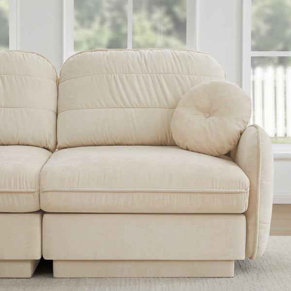 English Elm Chenille Cloud Loveseat with Quilted Back Pillows Deep Seat Comfort for Living Room W714S01747