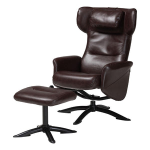 Baxton Studio Baxton Studio Elwood Modern Faux Leather Lounge Chair and Footrest Set for Stylish Comfort Brown BT-70837-05-Brown-Lounge Chair