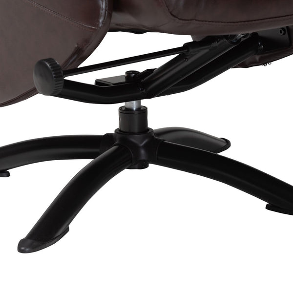 Baxton Studio Baxton Studio Elwood Modern Faux Leather Lounge Chair and Footrest Set for Stylish Comfort Brown BT-70837-05-Brown-Lounge Chair