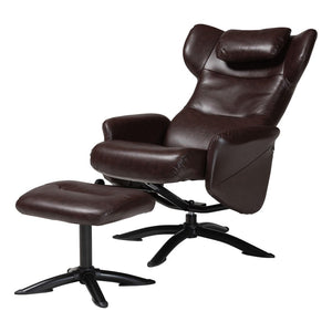 Baxton Studio Baxton Studio Elwood Modern Faux Leather Lounge Chair and Footrest Set for Stylish Comfort Brown BT-70837-05-Brown-Lounge Chair