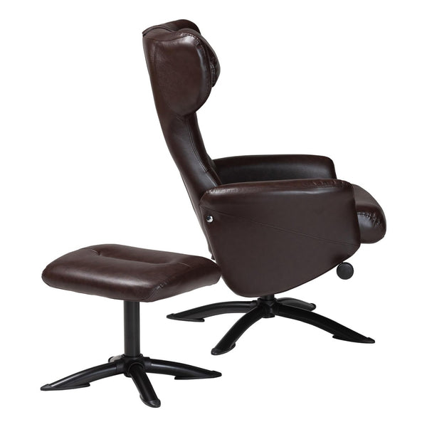 Baxton Studio Baxton Studio Elwood Modern Faux Leather Lounge Chair and Footrest Set for Stylish Comfort Brown BT-70837-05-Brown-Lounge Chair