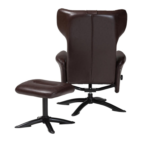 Baxton Studio Baxton Studio Elwood Modern Faux Leather Lounge Chair and Footrest Set for Stylish Comfort Brown BT-70837-05-Brown-Lounge Chair