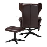 Baxton Studio Elwood Modern Brown Faux Leather 2-Piece Lounge Chair and Footrest Set