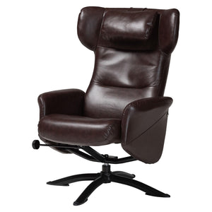 Baxton Studio Baxton Studio Elwood Modern Faux Leather Lounge Chair and Footrest Set for Stylish Comfort Brown BT-70837-05-Brown-Lounge Chair