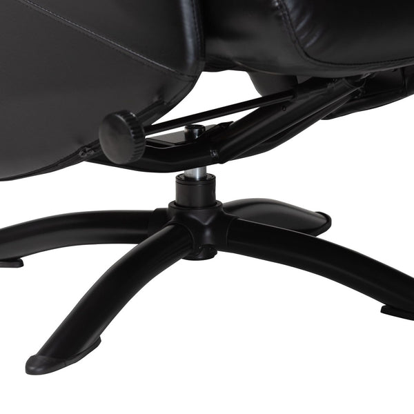 Baxton Studio Baxton Studio Elwood Modern Faux Leather Lounge Chair and Footrest Set for Stylish Comfort Black BT-70837-06-Black-Lounge Chair