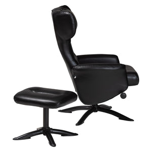 Baxton Studio Baxton Studio Elwood Modern Faux Leather Lounge Chair and Footrest Set for Stylish Comfort Black BT-70837-06-Black-Lounge Chair