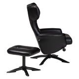 Baxton Studio Elwood Modern Black Faux Leather 2-Piece Lounge Chair and Footrest Set