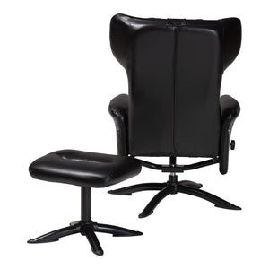 Baxton Studio Baxton Studio Elwood Modern Faux Leather Lounge Chair and Footrest Set for Stylish Comfort Black BT-70837-06-Black-Lounge Chair