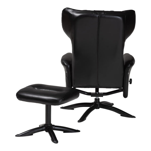 Baxton Studio Baxton Studio Elwood Modern Faux Leather Lounge Chair and Footrest Set for Stylish Comfort Black BT-70837-06-Black-Lounge Chair