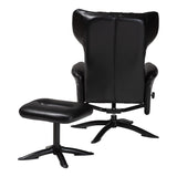 Baxton Studio Elwood Modern Black Faux Leather 2-Piece Lounge Chair and Footrest Set