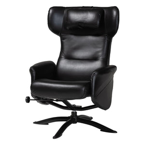 Baxton Studio Baxton Studio Elwood Modern Faux Leather Lounge Chair and Footrest Set for Stylish Comfort Black BT-70837-06-Black-Lounge Chair
