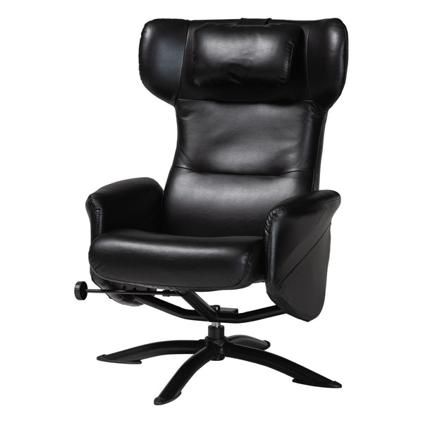 Baxton Studio Baxton Studio Elwood Modern Faux Leather Lounge Chair and Footrest Set for Stylish Comfort Black BT-70837-06-Black-Lounge Chair