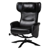 Baxton Studio Elwood Modern Black Faux Leather 2-Piece Lounge Chair and Footrest Set