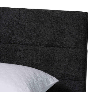 Baxton Studio Baxton Studio Mariette Japandi Queen Bed in Dark Grey Teddy Fabric & Walnut Wood Frame, Modern Elegance BBT61242-XD841-26 Dark Grey/Walnut-Queen