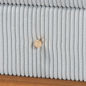 Baxton Studio Baxton Studio Elegant Mid-Century Grey Corduroy Nightstand with Oak Brown Wood Legs for Storage MG9012-Grey-HC1315-16/NT-Oak-2DW-NS