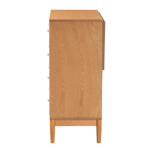 Baxton Studio Baxton Studio Taylin 4-Drawer Chest in Grey Corduroy & Oak Brown - Stylish Mid-Century Storage Solution MG9012-Grey-HC1315-16/NT-Oak-4DW-Chest