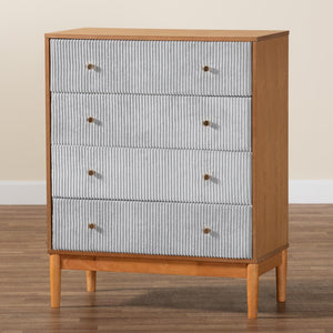 Baxton Studio Baxton Studio Taylin 4-Drawer Chest in Grey Corduroy & Oak Brown - Stylish Mid-Century Storage Solution MG9012-Grey-HC1315-16/NT-Oak-4DW-Chest