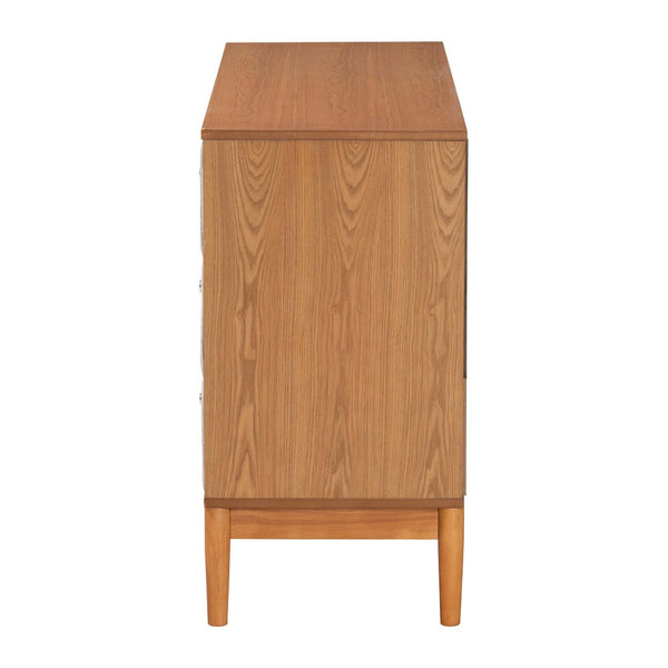 Baxton Studio Baxton Studio Taylin Mid-Century Grey Corduroy Dresser with Oak Brown Legs - Stylish Storage Solution MG9012-Grey-HC1315-16/NT-Oak-6DW-Dresser