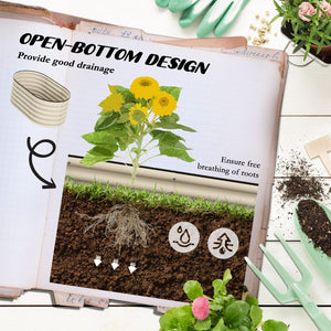 English Elm Outsunny 3.5' X 2' Galvanized Raised Garden Bed Kit - Durable Metal Planter Box For Flowers & Veggies W2225P200926-GIGA