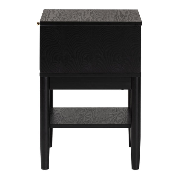 Baxton Studio Baxton Studio Shirin Mid-Century Nightstand: Beige Fabric & Black Wood Design for Small Spaces MG9013-Sand Stone-FG2203-2/Black-1DW-NS