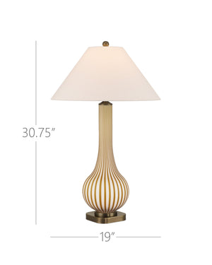 Currey & Company Striae Table Lamp - Artisan-made Glass Design With Striated Pattern, Antique Brass Accents & Elegance Yellow Glass 6000-1019-currey-company