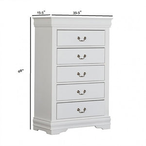 English Elm Transitional White Chest Solid Wood Dovetail Drawers Nickel Pulls Bedroom Storage B2741P372711