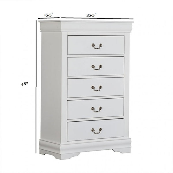 English Elm Transitional White Chest Solid Wood Dovetail Drawers Nickel Pulls Bedroom Storage B2741P372711