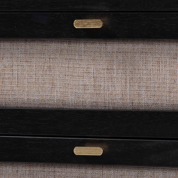 Baxton Studio Baxton Studio Shirin Mid-Century 3-Drawer Chest in Beige Fabric & Black Wood for Stylish Storage MG9013-Sand Stone-FG2203-2/Black-3DW-Chest