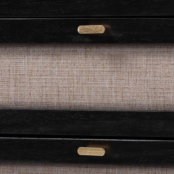 Baxton Studio Baxton Studio Shirin 6-Drawer Dresser in Beige Fabric & Black Wood - Mid-Century Modern Storage Solution MG9013-Sand Stone-FG2203-2/Black-6DW-Dresser