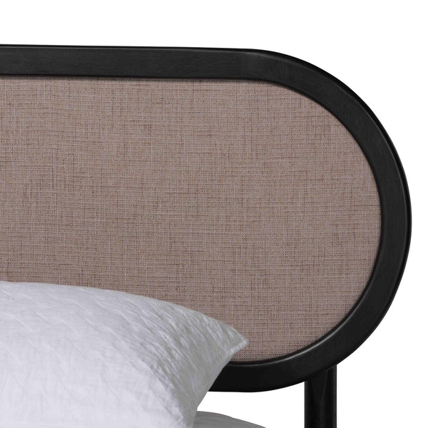 Baxton Studio Baxton Studio Shirin Beige Fabric & Black Wood 4-Piece Queen Bedroom Set with Nightstands & Dresser Shirin-Sand Stone/Black-Queen-4PC Bedroom Set