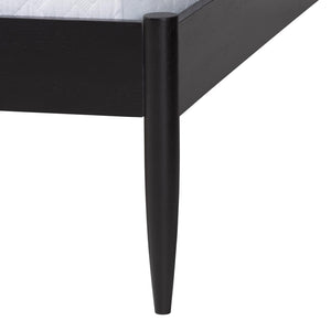 Baxton Studio Baxton Studio Shirin Mid-Century Beige Platform Bed with Foam Headboard & Sturdy Wood Frame Design MG0240-Sand Stone-FG2203-2/Black-Queen