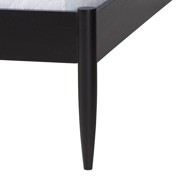 Baxton Studio Baxton Studio Shirin Mid-Century Beige Platform Bed with Foam Headboard & Sturdy Wood Frame Design MG0240-Sand Stone-FG2203-2/Black-Queen