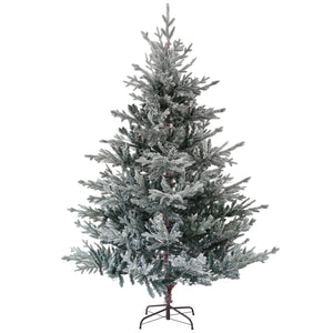 English Elm Homcom 6Ft Snow Flocked Nordic Pine Christmas Tree With Easy Setup & Sturdy Metal Stand For Holidays W2225P249627