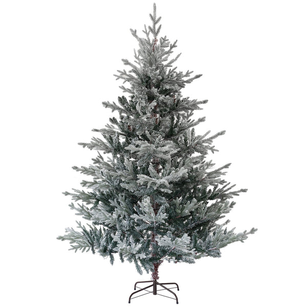English Elm Homcom 6Ft Snow Flocked Nordic Pine Christmas Tree With Easy Setup & Sturdy Metal Stand For Holidays W2225P249627