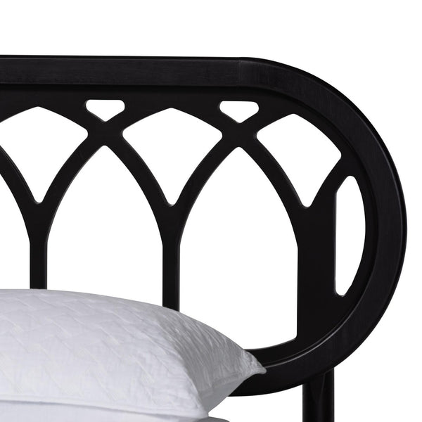 Baxton Studio Baxton Studio Florica Art Deco Queen Bedroom Set: Elegant 4-Piece Ensemble with Storage Nightstands Wenna-Sand Stone/Black-Queen-4PC Bedroom Set