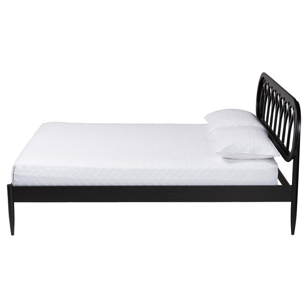 Baxton Studio Baxton Studio Florica Elegant Art Deco Black Wood Queen Platform Bed with Stylish Cut-Out Headboard MG0240-1-Black-Queen