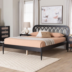 Baxton Studio Baxton Studio Florica Elegant Art Deco Black Wood Queen Platform Bed with Stylish Cut-Out Headboard MG0240-1-Black-Queen