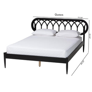 Baxton Studio Baxton Studio Florica Elegant Art Deco Black Wood Queen Platform Bed with Stylish Cut-Out Headboard MG0240-1-Black-Queen