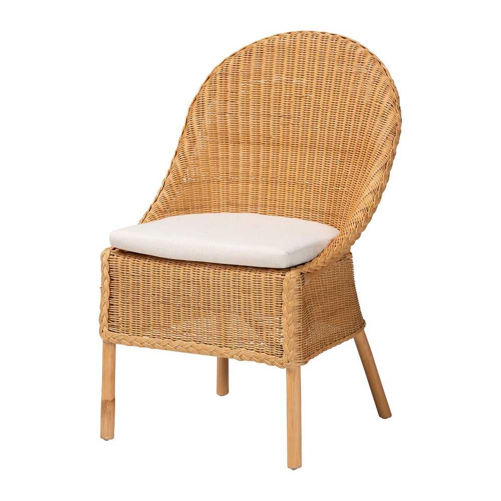 Baxton Studio bali & pari Willy 5-Piece Handwoven Rattan Dining Set - Chic Coastal Style for Dining & Sun Rooms Willy-Light Honey Rattan-5PC Dining Set