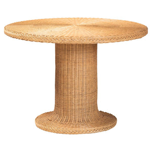 Baxton Studio bali & pari Willy 5-Piece Handwoven Rattan Dining Set - Chic Coastal Style for Dining & Sun Rooms Willy-Light Honey Rattan-5PC Dining Set