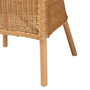 Baxton Studio bali & pari Willy 5-Piece Handwoven Rattan Dining Set - Chic Coastal Style for Dining & Sun Rooms Willy-Light Honey Rattan-5PC Dining Set