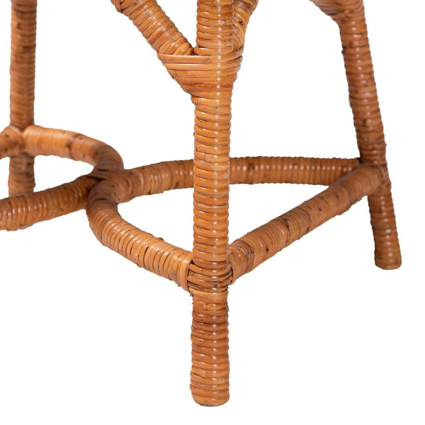 Baxton Studio bali Wilmer 5-Piece Handwoven Rattan Dining Set - Round Table & 4 Chairs for Coastal Elegance Wilmer-Light Honey Rattan-5PC Dining Set