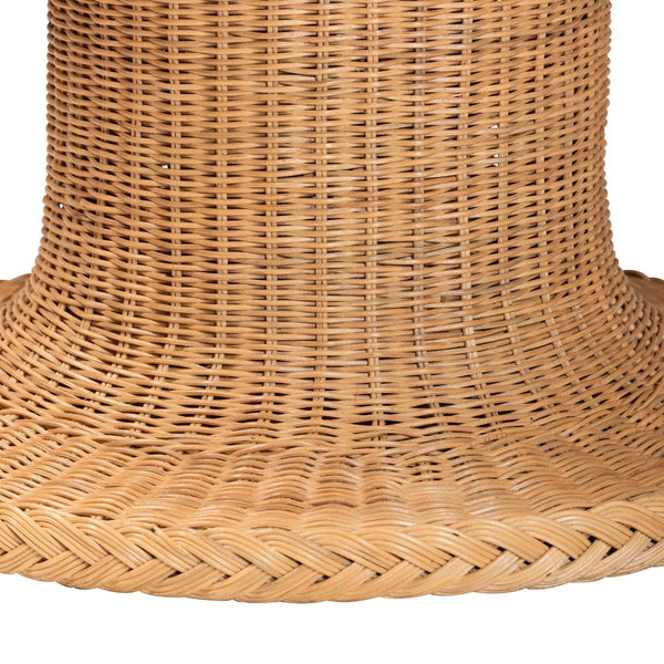 Baxton Studio bali Farrow Bohemian Braided Rattan Dining Table - Handcrafted Light Honey Finish, Pedestal Base Braided-Light Honey Rattan-DT